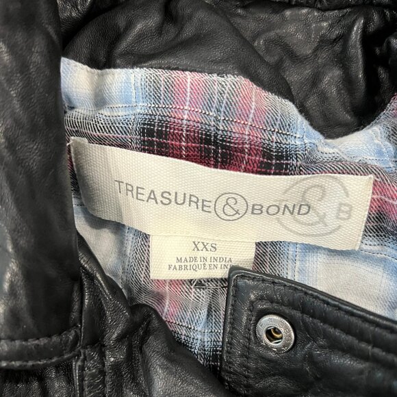 Treasure & Bond 100% Leather Moto Jacket Size XXS - Picture 6 of 9